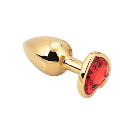 PLGZ - Plug anale in metallo a forma di cuore - Oro - Pietra decorativa rossa - Disponibile in 2 misure - Erotiekvoordeel.nl