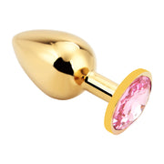 PLGZ - Rosebud Metalen Buttplug - Goud - Roze Siersteen-Erotiekvoordeel.nl