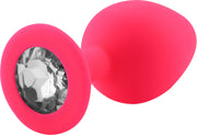 PLGZ - Rosebud Siliconen Anaal Plug - Roze - Witte Siersteen - Verkrijgbaar in 2 maten-Erotiekvoordeel.nl