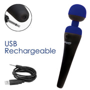 PalmPower - Recharge Wand Massager - Flexibele Kop - Blauw/Zwart-Erotiekvoordeel.nl