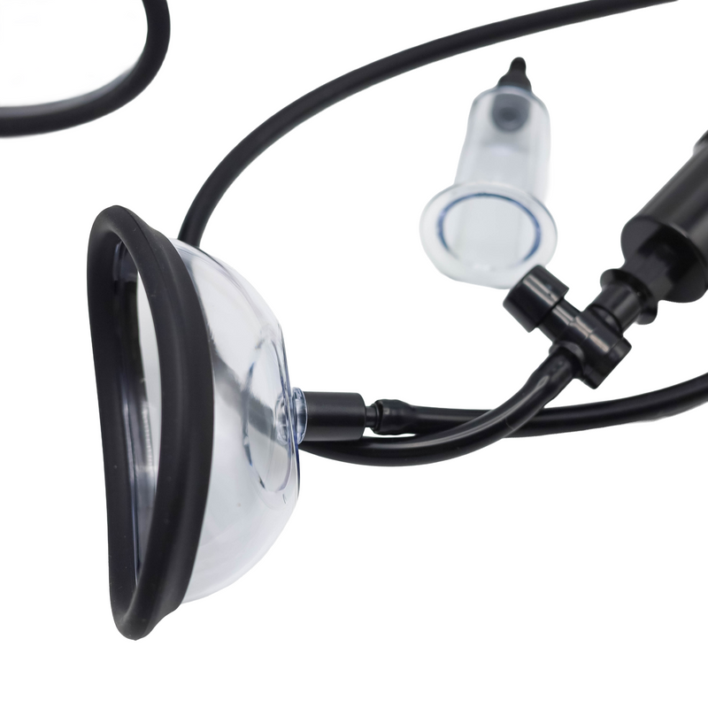 Passion Pump - Set de succionador de pezones y bomba para pechos - Transparente/Negro-Erotiekvoordeel.nl