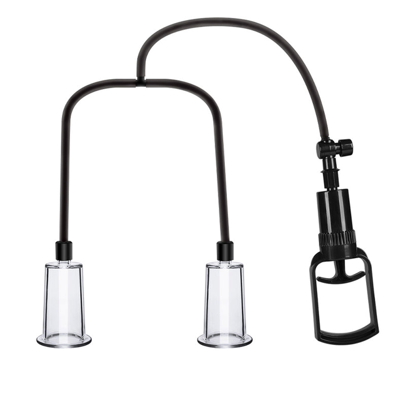 Passion Pump - Set de succionador de pezones y bomba para pechos - Transparente/Negro-Erotiekvoordeel.nl