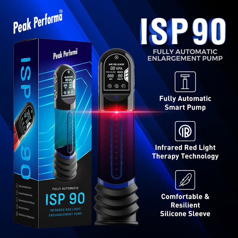 Peak Performa - ISP 90 - Pompa per il pene con luce a infrarossi - Favorisce la crescita - Nero/Blu - Erotiekvoordeel.nl