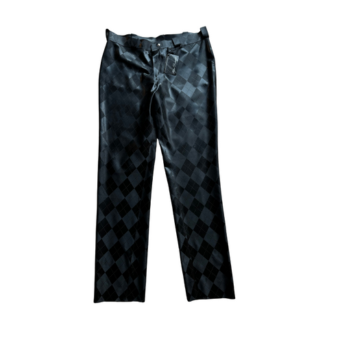 Peter Domenie - Pantaloni da uomo in lattice con motivo a quadri - Nero/Grigio - Taglia L - Erotiekvoordeel.nl