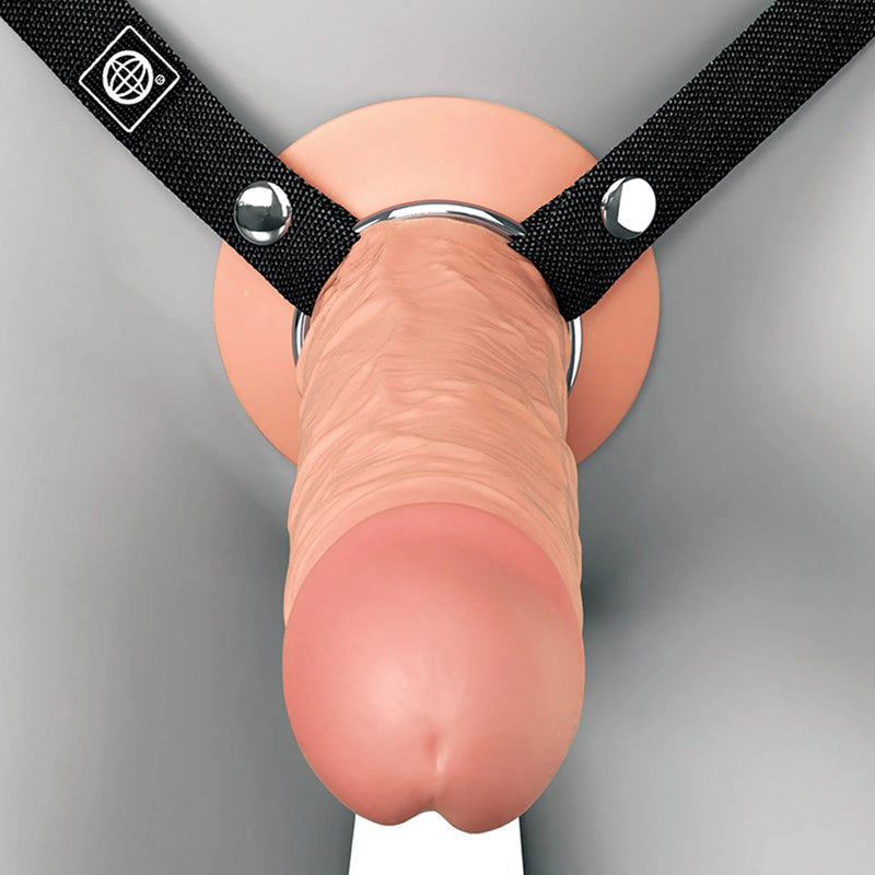 Pipedream - Fantasy X-Tensions - Silikonowy Strap-On Z Otworem - 24 Cm - Jasny Kolor Skóry - Erotiekvoordeel.nl