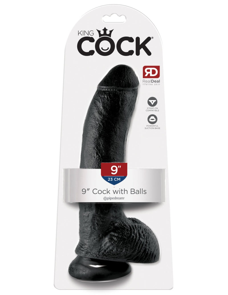 Pipedream - King Cock - Dildo Z Moszną - 23 Cm - Czarny-Erotiekvoordeel.nl