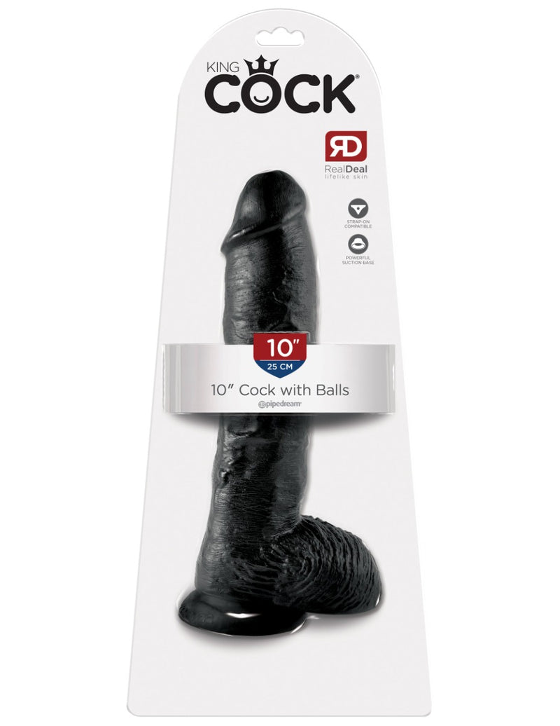Pipedream - King Cock - Dildo Z Moszną - 25,5 Cm - Czarny-Erotiekvoordeel.nl