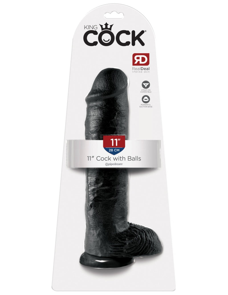 Pipedream - King Cock - Dildo Z Moszną - 28 Cm - Czarne-Erotiekvoordeel.nl