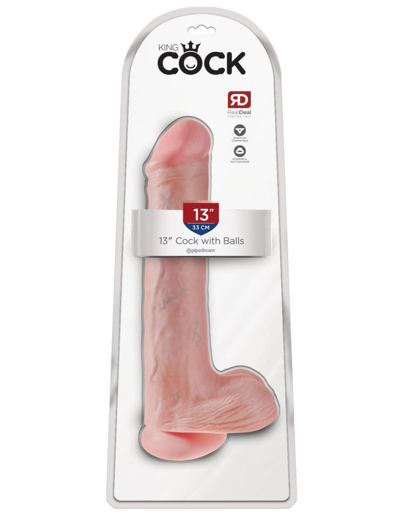 Pipedream - King Cock - Dildo Z Moszną - 33 Cm - Jasny Kolor Skóry-Erotiekvoordeel.nl