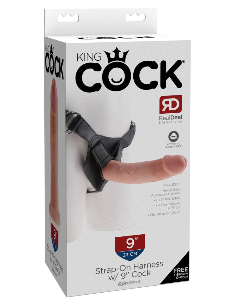 Pipedream - King Cock - Harnais avec gode - 23 cm - Teinte chair claire - Erotiekvoordeel.nl