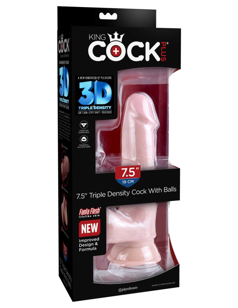 Pipedream - King Cock - Gode triple densité avec scrotum - 19 cm - Erotiekvoordeel.nl