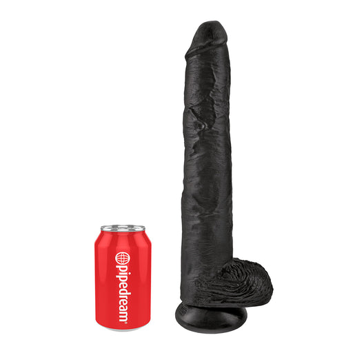 Pipedream King Cock - Gode noir avec scrotum - 35 cm - Noir-Erotiekvoordeel.nl