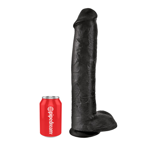 Pipedream King Cock - Gode noir avec scrotum - 38 cm - Noir-Erotiekvoordeel.nl