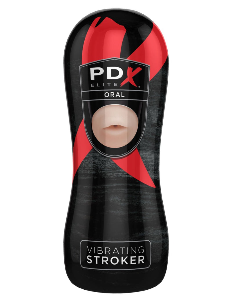Pipedream - PDX Elite Vibrating Oral Stroker - Teint clair/Noir-Erotiekvoordeel.nl