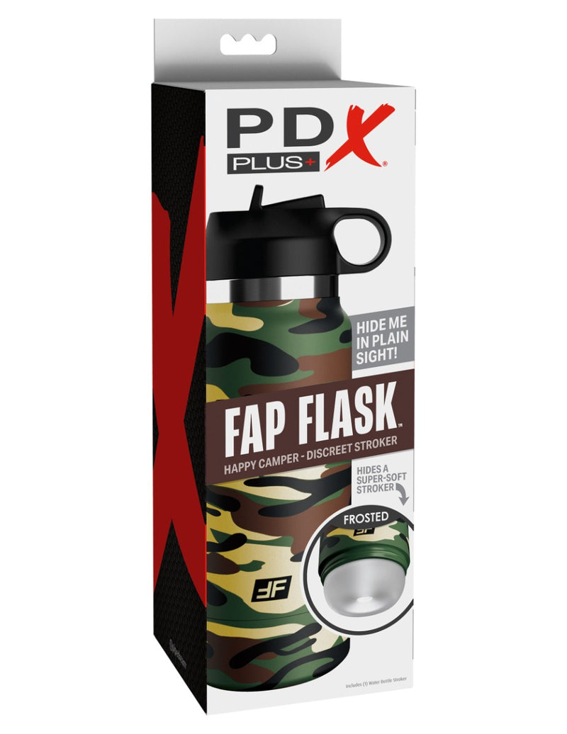 Pipedream - PDX Plus Fap Flask - Happy Camper Discreet Stroker - Matowy/Kamuflaż - Erotiekvoordeel.nl