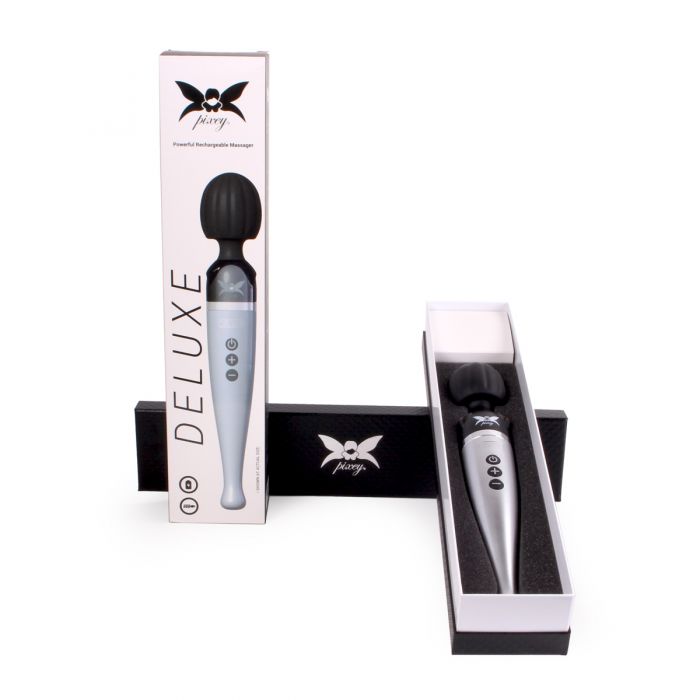 Pixey - DeLuxe Silver Edition - Oplaadbare Wand Vibrator - De krachtigste Pixey die er is!)-Erotiekvoordeel.nl