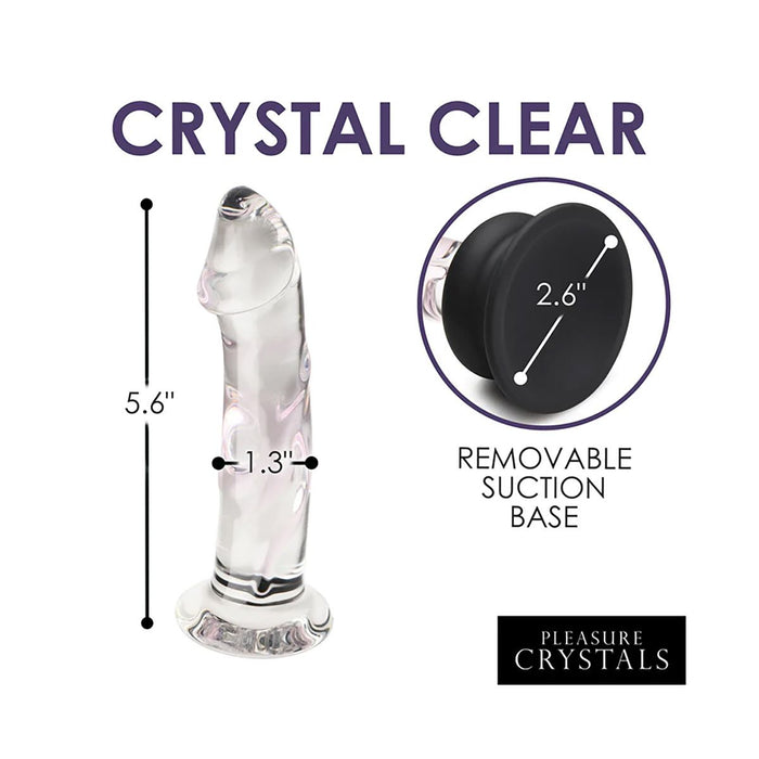 Pleasure Crystals - Glazen Dildo Met Siliconen Basis - 14 cm x 3.3 cm - Transparant-Erotiekvoordeel.nl
