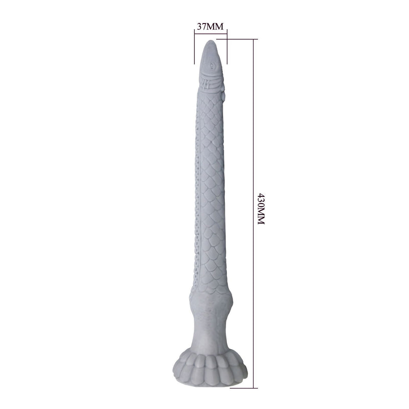 Power Monsters - Basilisk - Taps Toelopende Fantasie Dildo - Grijs-Erotiekvoordeel.nl