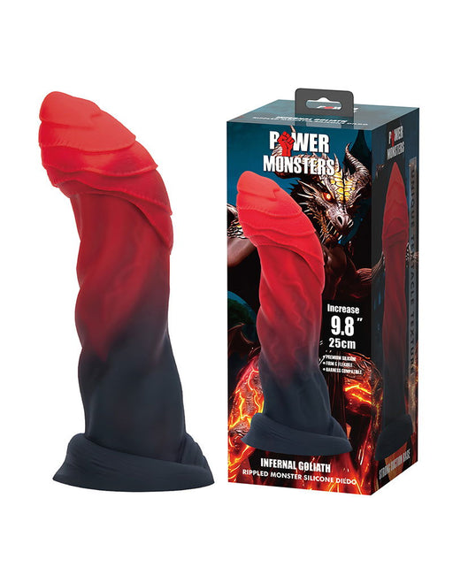 Power Monsters - Infernal Goliath - Monster Dildo - 25 Cm - Czarny/Czerwony - Erotiekvoordeel.nl