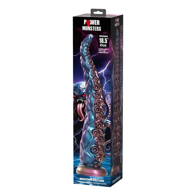 Power Monsters - Maelstrom Beastlord - Consolador con tentáculos - Azul/Morado/Dorado-Erotiekvoordeel.nl