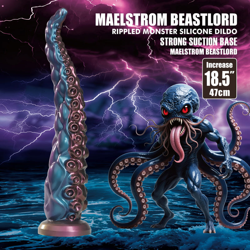 Power Monsters - Maelstrom Beastlord - Consolador con tentáculos - Azul/Morado/Dorado-Erotiekvoordeel.nl