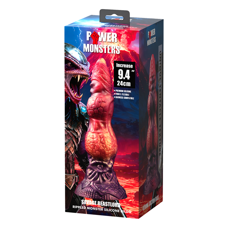 Power Monsters - Savage BeastLord - Monster Dildo - 24 cm - Orange/Red/Gold-Erotiekvoordeel.nl