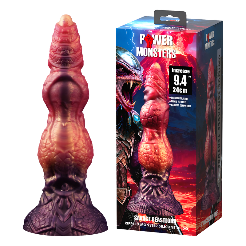 Power Monsters - Savage BeastLord - Monster Dildo - 24 cm - Orange/Red/Gold-Erotiekvoordeel.nl