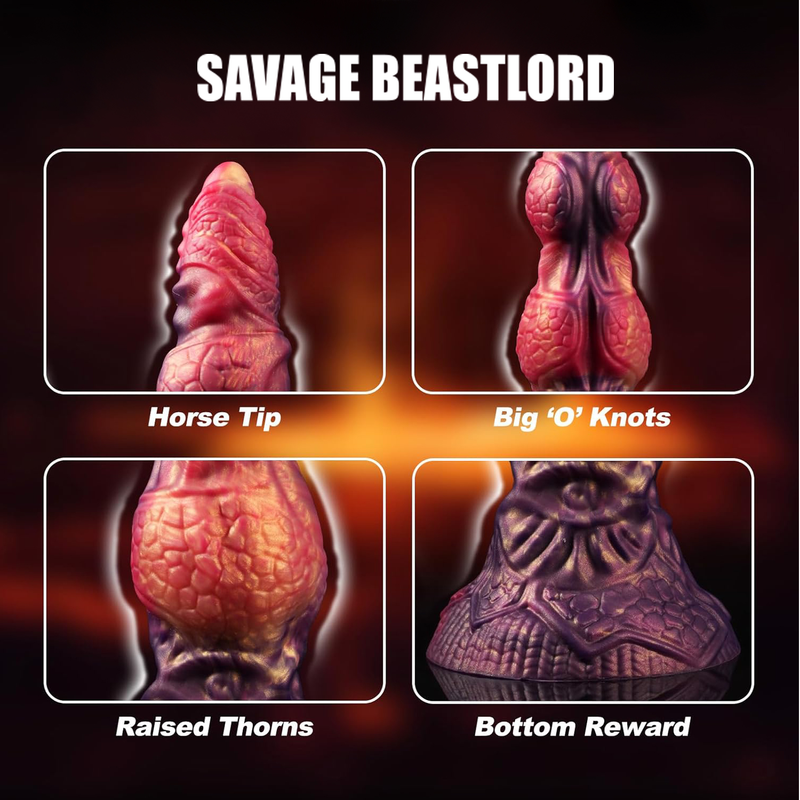 Power Monsters - Savage BeastLord - Monster Dildo - 24 cm - Orange/Red/Gold-Erotiekvoordeel.nl