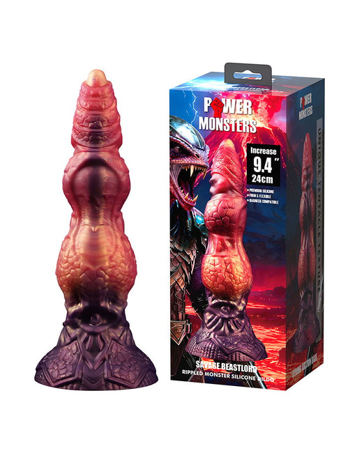 Power Monsters - Savage BeastLord - Monster Dildo - 24 cm - Orange/Red/Gold-Erotiekvoordeel.nl