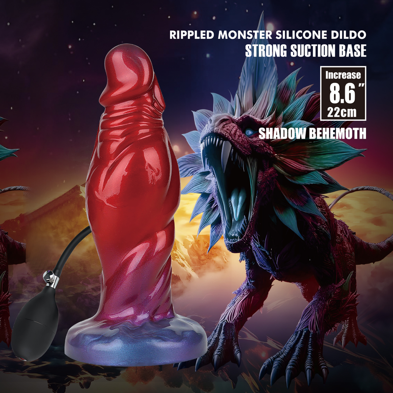 Power Monsters - Shadow Behemoth - Dildo gonfiabile gigante - 22 cm - Rosso/Blu-Erotiekvoordeel.nl