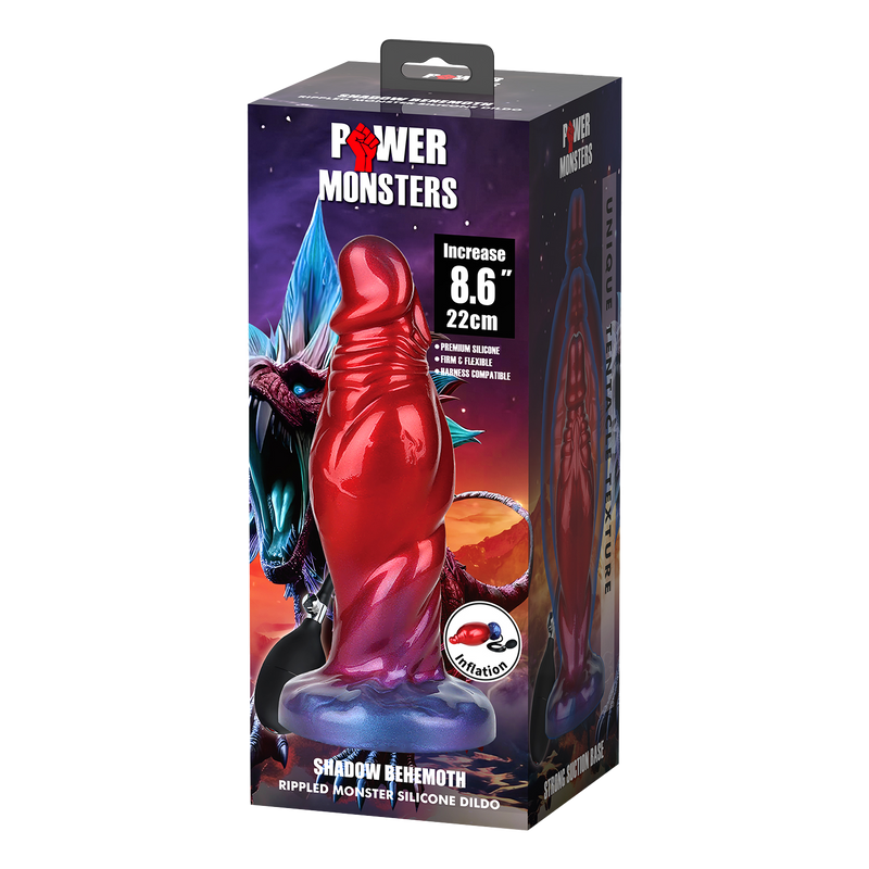 Power Monsters - Shadow Behemoth - Dildo gonfiabile gigante - 22 cm - Rosso/Blu - Erotiekvoordeel.nl