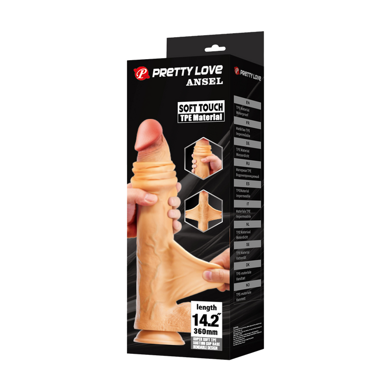 Pretty Love - Ansel - Gode extra-large - TPE - 36 cm - Teinte peau claire - Erotiekvoordeel.nl