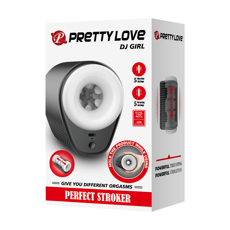 Pretty Love - DJ Girl - Thrusting Perfect Stroker - Thrusting Masturbator - Black/White-Erotiekvoordeel.nl