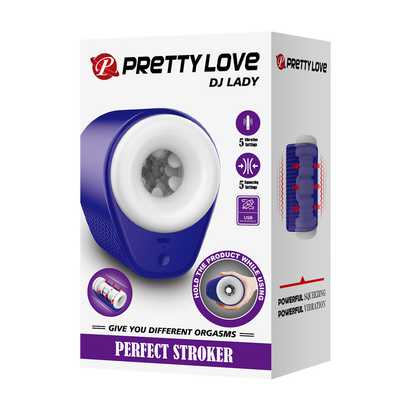 Pretty Love - DJ Lady - Squeezing Perfect Stroker - Niebieski/Biały - Erotiekvoordeel.nl