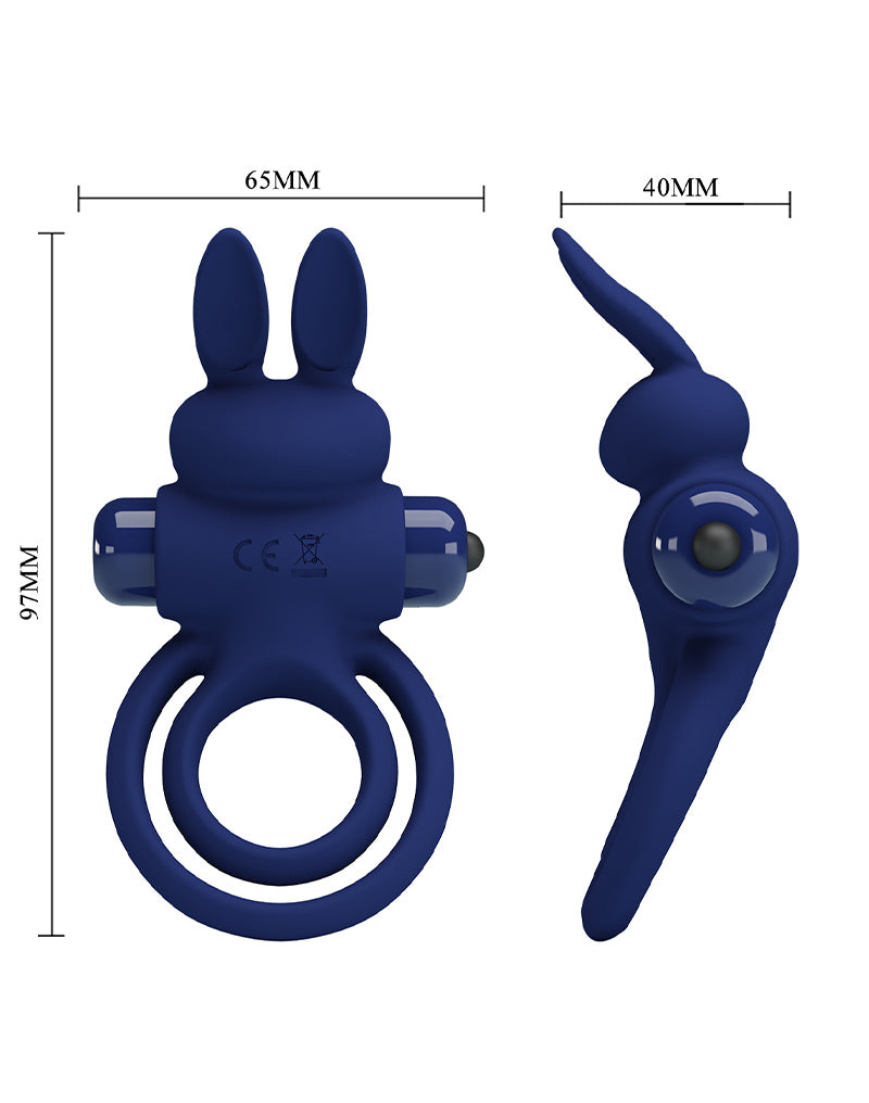 Pretty Love - Darey - Rabbit Cock Ring - Dark Blue - Erotiekvoordeel.nl