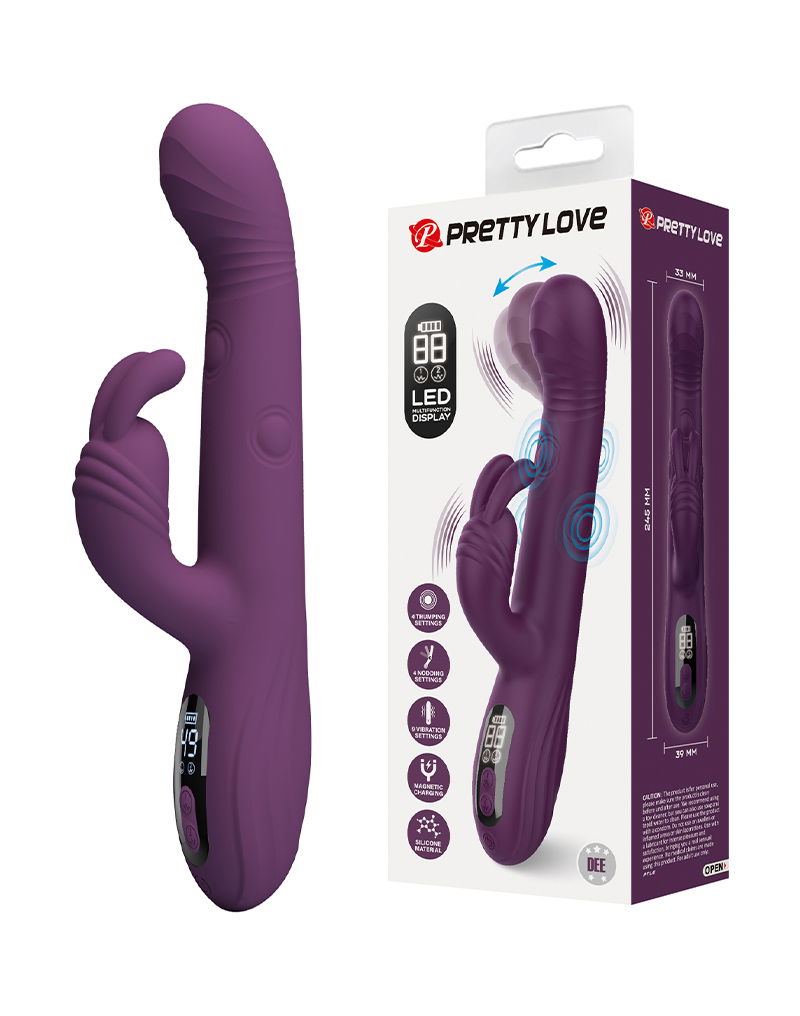 Pretty Love - Dee - Rabbit-Vibrator mit LED-Display - Lila - Erotiekvoordeel.nl