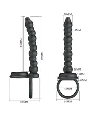 Pretty Love - Dillion - Anillo para el pene con bolas anales - Negro-Erotiekvoordeel.nl