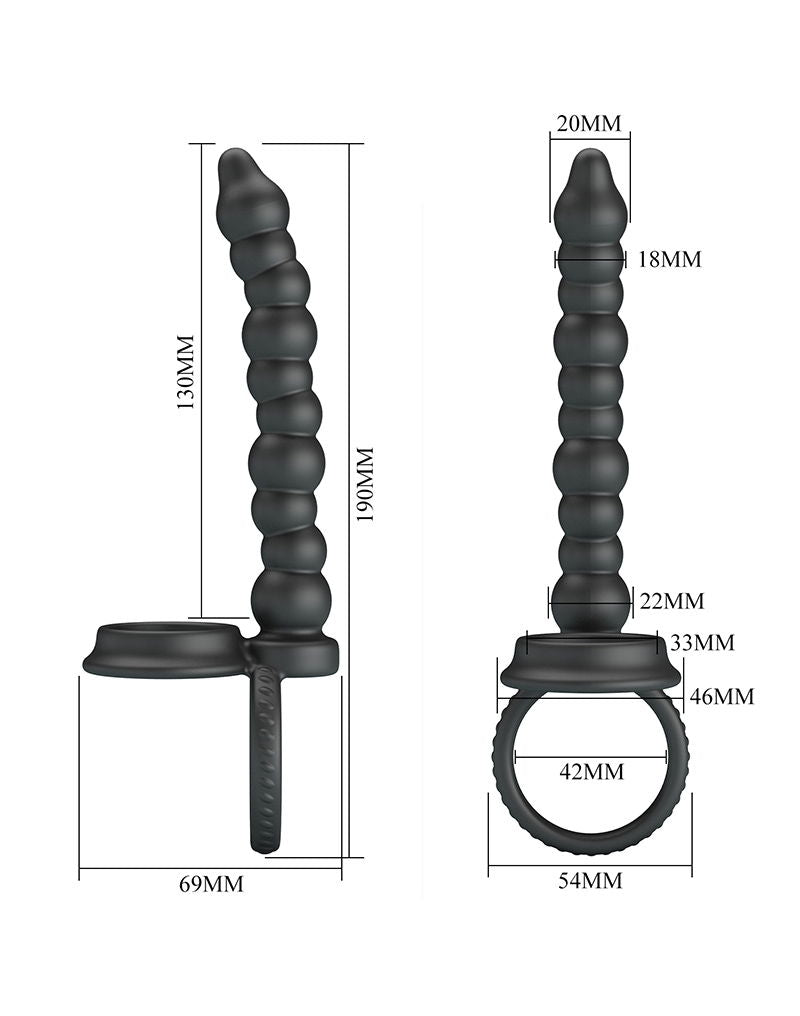 Pretty Love - Dillion - Anillo para el pene con bolas anales - Negro-Erotiekvoordeel.nl