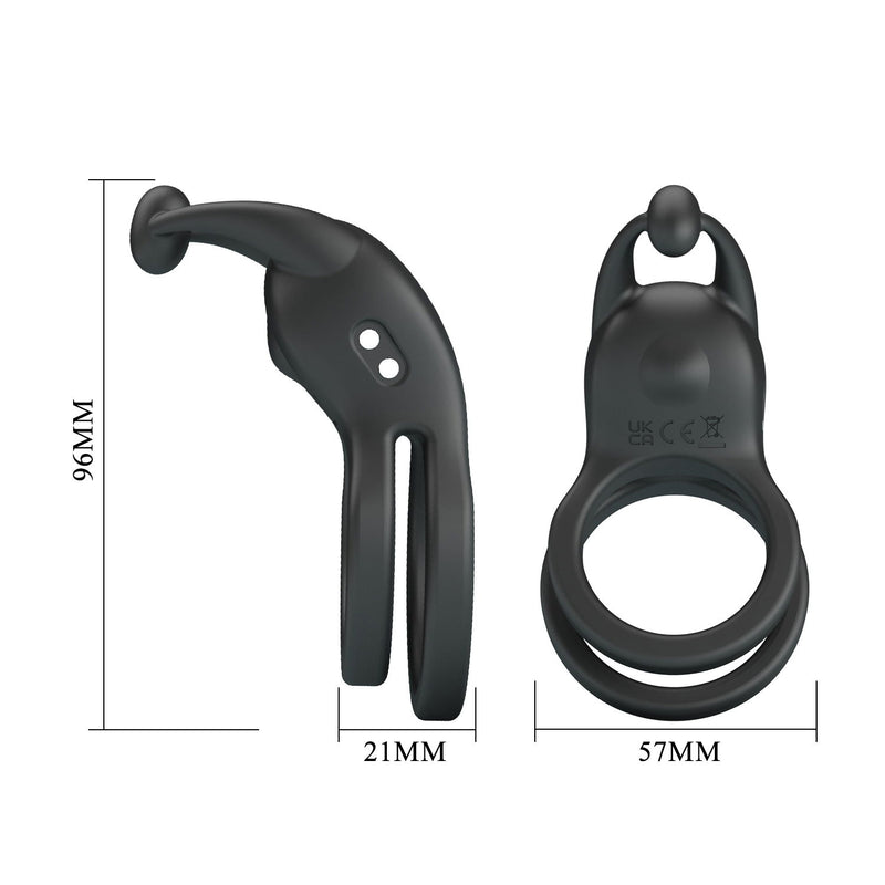 Pretty Love - Goodwin - Vibrating Double Penis Ring - Black-Erotiekvoordeel.nl