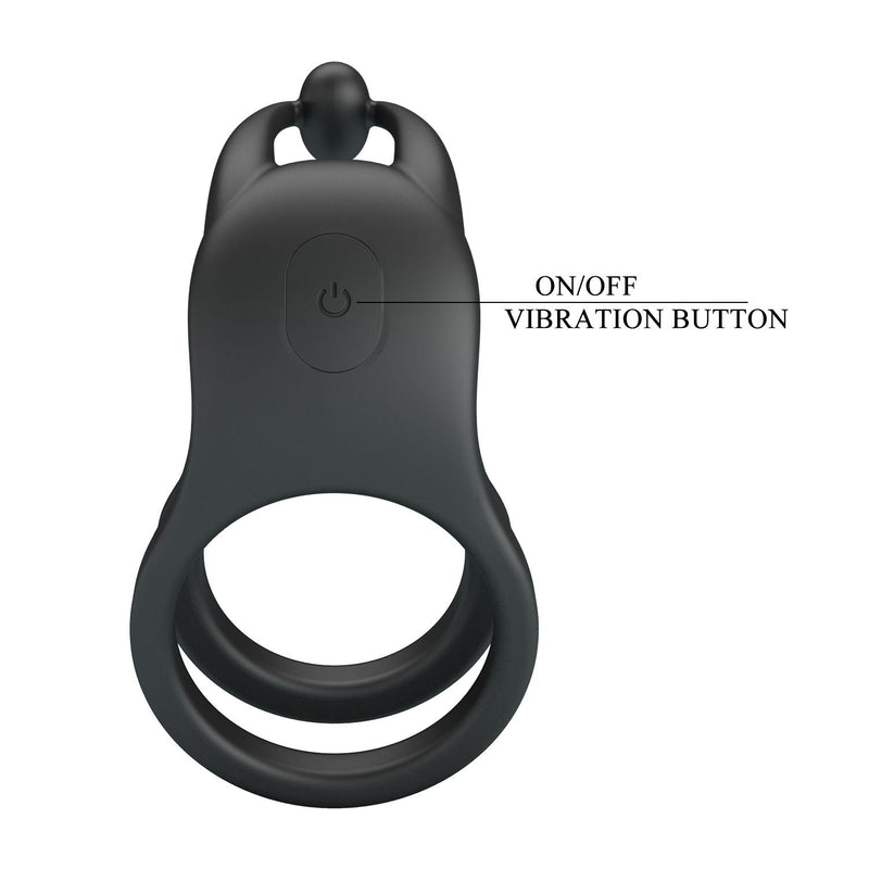 Pretty Love - Goodwin - Vibrating Double Penis Ring - Black-Erotiekvoordeel.nl