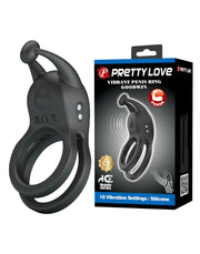 Pretty Love - Goodwin - Vibrating Double Cock Ring - Black-Erotiekvoordeel.nl
