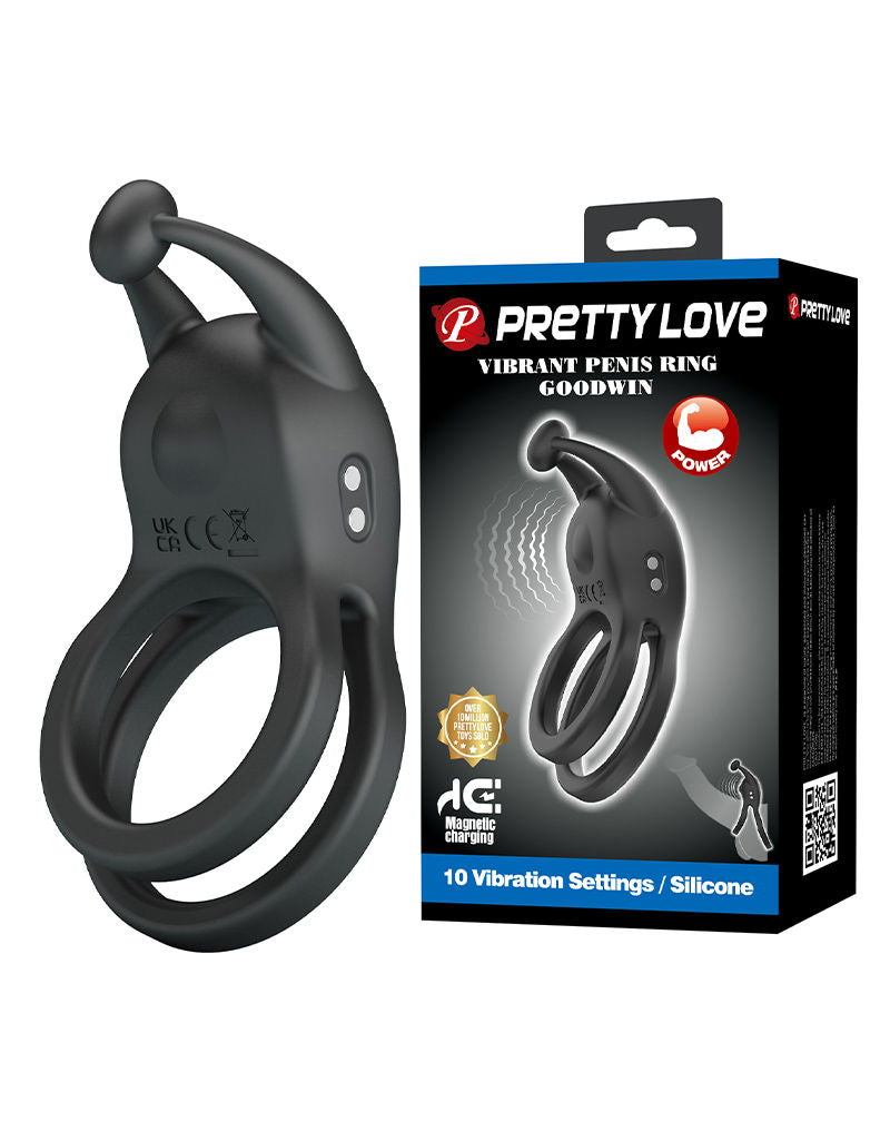 Pretty Love - Goodwin - Vibrating Double Cock Ring - Black-Erotiekvoordeel.nl