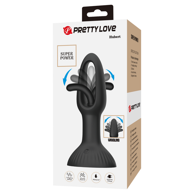 Pretty Love - Hubert - Plug anale vibrante - Vibratore anale - Con linguetta oscillante - Nero-Erotiekvoordeel.nl