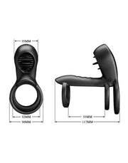 Pretty Love - Jammy - Cockring Vibrator met Clitoris Stimulator - Zwart - Unieke Drievoudige Ringontwerp-Erotiekvoordeel.nl