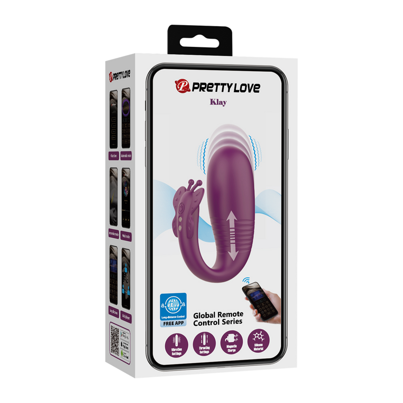Pretty Love - Klay - Vibromasseur œuf pulsant - Contrôle via application - Violet-Erotiekvoordeel.nl