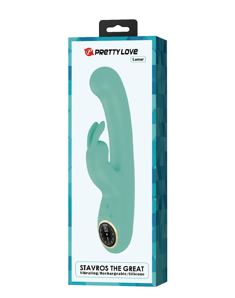 Pretty Love - Lamar - Vibromasseur Rabbit - Avec écran LCD - Bleu clair - Erotiekvoordeel.nl