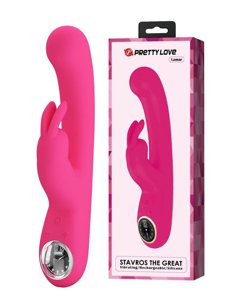 Pretty Love - Lamar - Rabbit Vibrator- Met LCD Display - Roze-Erotiekvoordeel.nl