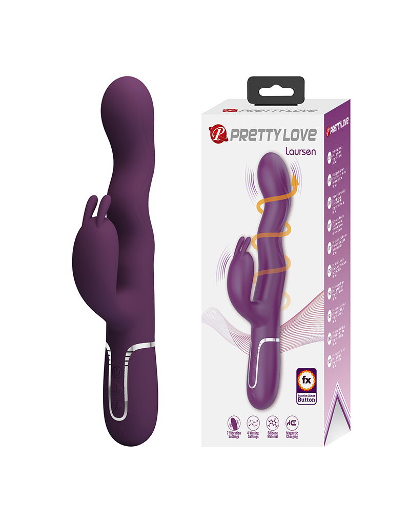 Pretty Love - Laurens - Vibratore Rabbit con pulsante Climax - Viola - Erotiekvoordeel.nl
