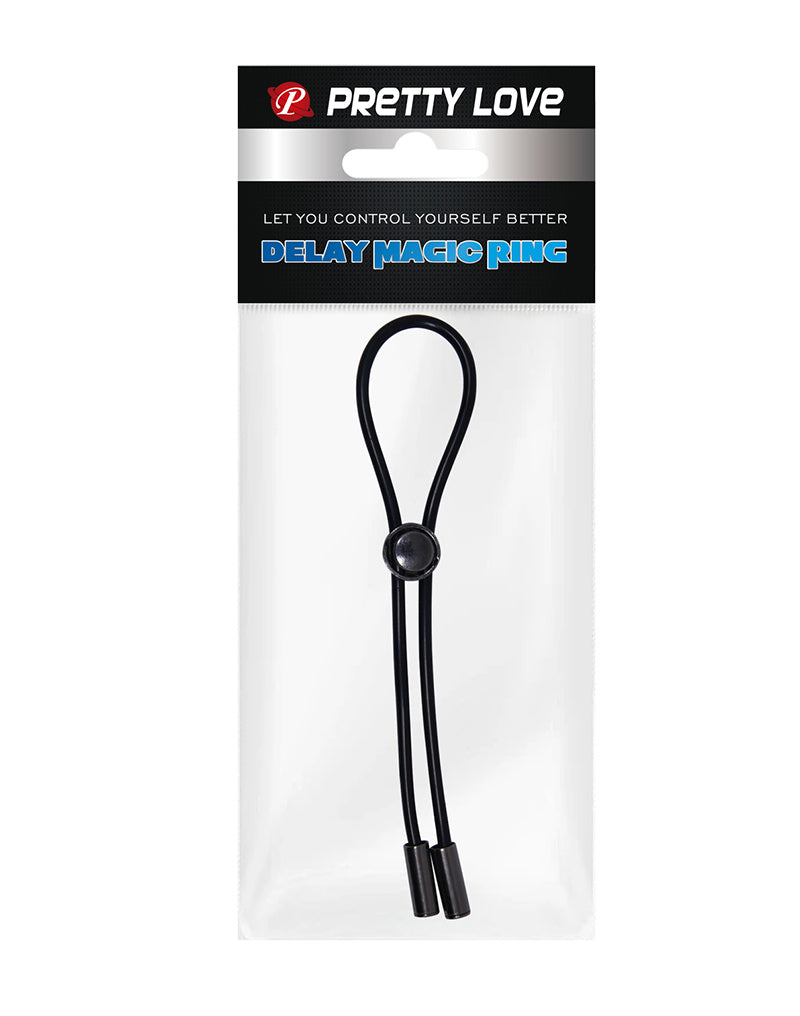 Pretty Love - Magic Lasso - Anillo para el pene con cordón - Negro - Erotiekvoordeel.nl