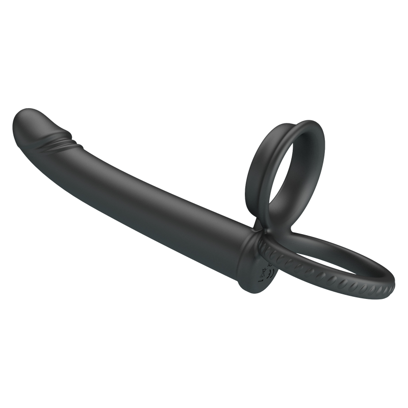 Pretty Love - Moses - Consolador con anillo para el pene y anillo para el escroto - Negro-Erotiekvoordeel.nl